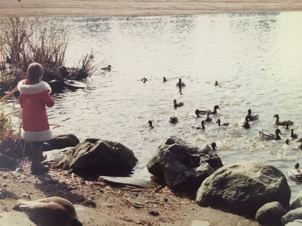 Author as child feeding ducks