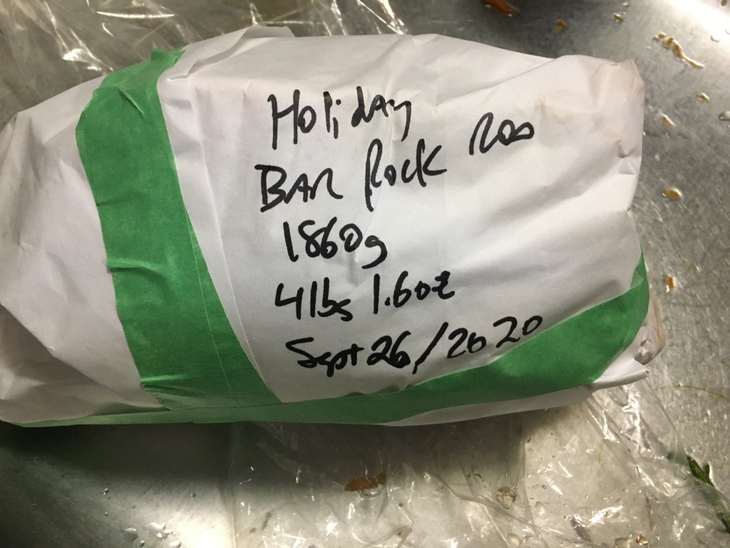 Home packaged roasting chicken ready for the freezer