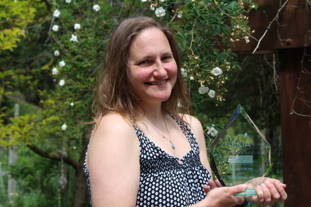 Author bio photo: Sue Senger
holding the BCIA Agrologist of the Year Award, 2019