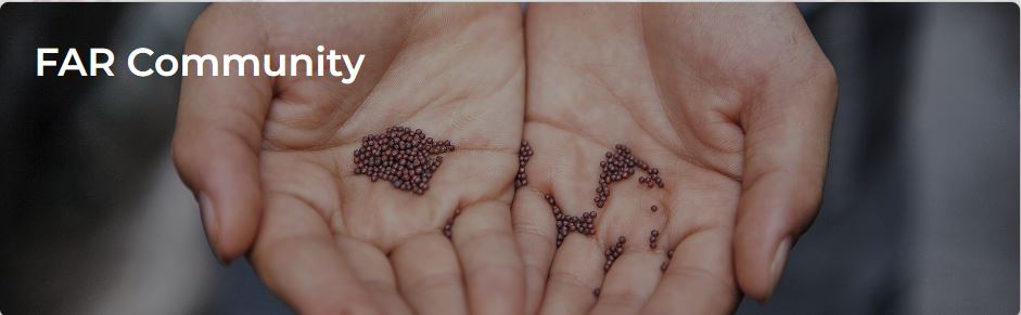 Cupped hands holding seeds with the caption FAR Community
https://www.foodabundance.ca/community/public